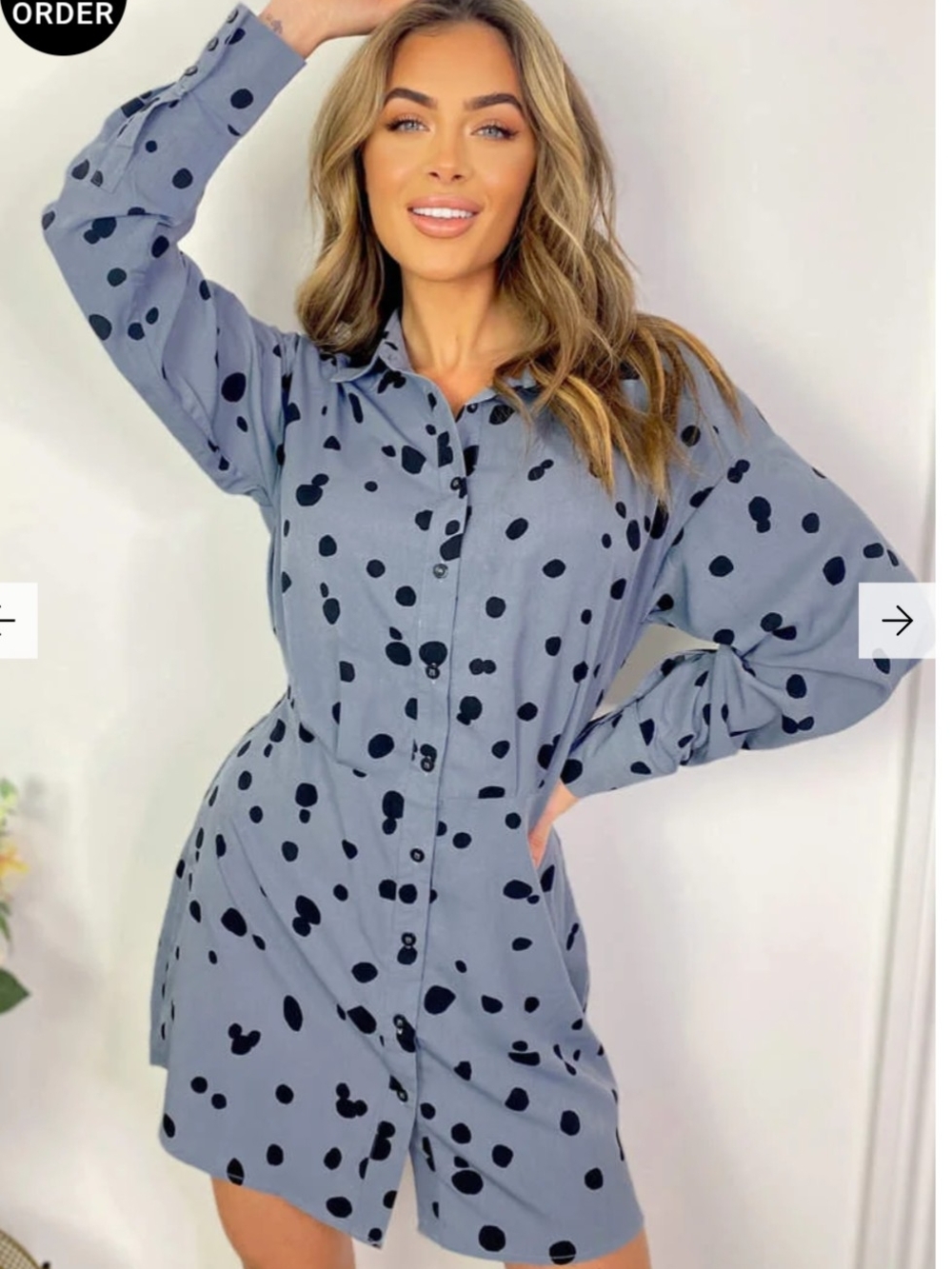 AX Paris Grey Polka Dot Mini Shirt Dress